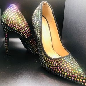 Black and Multi Color Rhinestone pump